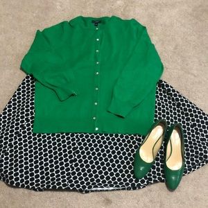 Lands End Supima Sweater Cardigan 1x Kelly Green